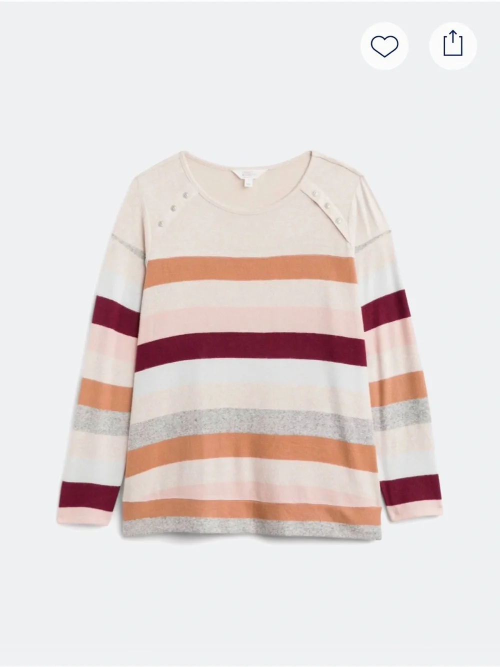 Market & Spruce Gloria Button Detail Brushed Knit Top Striped Plus Size 2X - Picture 4 of 10